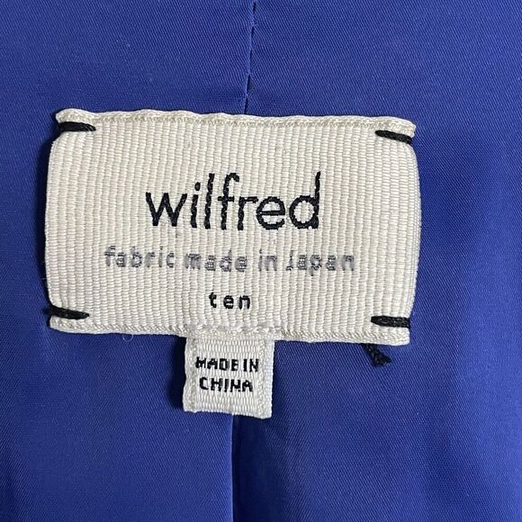 Wilfred Aritzia Black Draped Open Front Boxy Crepe Blazer Size 10 Blue Lining - Picture 4 of 5